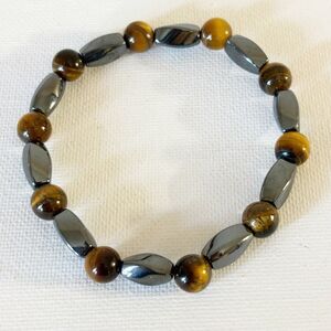 Hematite Tiger Eye Bracelet Anklet Stretchable Healing Therapy Balance Energy